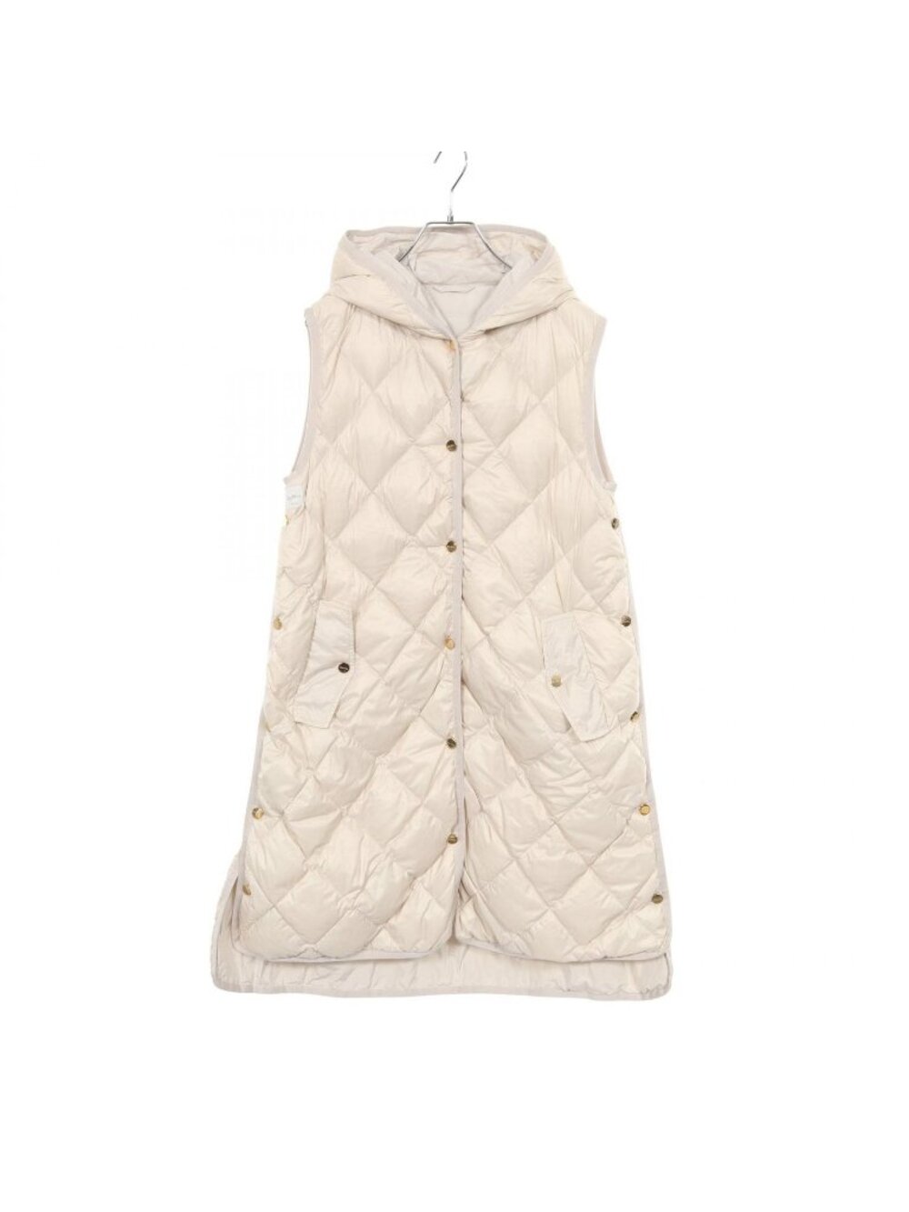 Max Mara Down Vest the Cube Gisoft Technical Quilted Gilet Hooded Beige Nylon